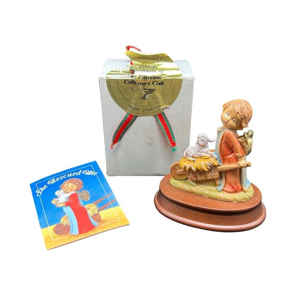 Fontanini #66642 She Rescued Me Angel & Lamb Figurine 1991 Boxed